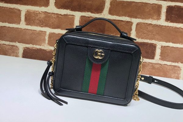 Replica Gucci ‎602576 Ophidia GG mini shoulder bag in Black Leather With Web