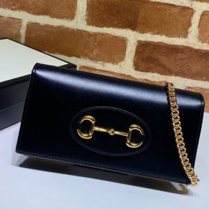 Replica Gucci 621892 Gucci 1955 Horsebit wallet with chain in Black leather