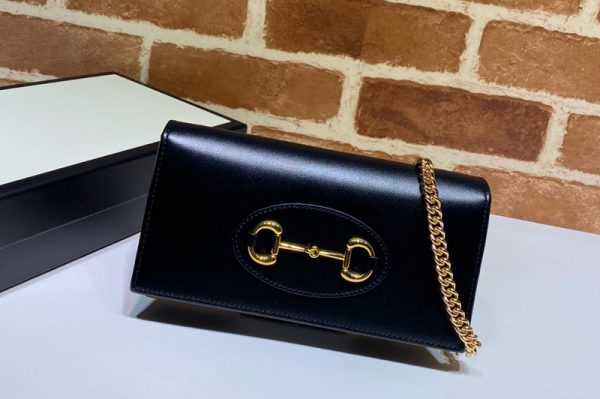 Replica Gucci 621892 Gucci 1955 Horsebit wallet with chain in Black leather