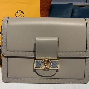 Replica Louis Vuitton M55835 LV Dauphine MM Bags in Gray Smooth calfskin leather