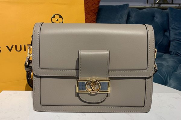 Replica Louis Vuitton M55835 LV Dauphine MM Bags in Gray Smooth calfskin leather