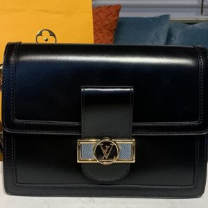 Replica Louis Vuitton M55821 LV Dauphine MM Bags in Black Smooth calfskin leather