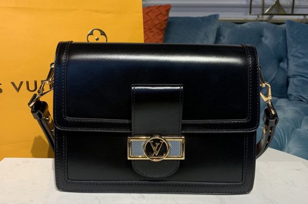 Replica Louis Vuitton M55821 LV Dauphine MM Bags in Black Smooth calfskin leather