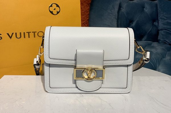 Replica Louis Vuitton M55735 LV Dauphine MM Bags in White Smooth calfskin leather