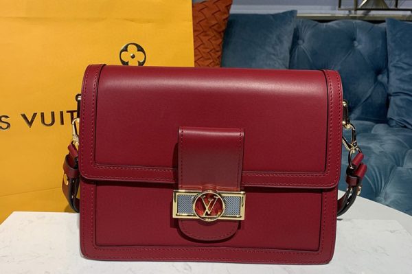 Replica Louis Vuitton M55735 LV Dauphine MM Bags in Red Smooth calfskin leather