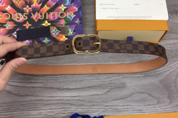 Replica Louis Vuitton M9744V Mini 25mm Belt in Damier Ebene Canvas