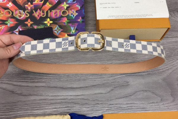 Replica Louis Vuitton M9782V Mini 25mm Belt in Damier Azur canvas