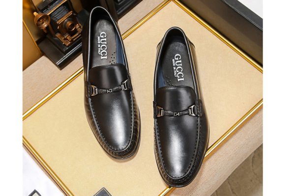 Replica Mens Gucci Leather loafer with Black leather