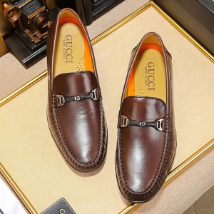 Replica Mens Gucci Leather loafer with Brown leather