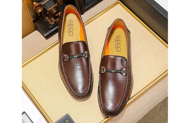 Replica Mens Gucci Leather loafer with Brown leather