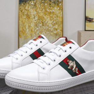 Replica Men's Gucci Ace embroidered sneaker White Leather with web