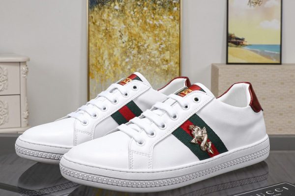 Replica Men's Gucci Ace embroidered sneaker White Leather with web