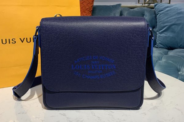 Replica Louis Vuitton M30362 LV Roman PM Messenger Bag in Navy Blue Taiga leather