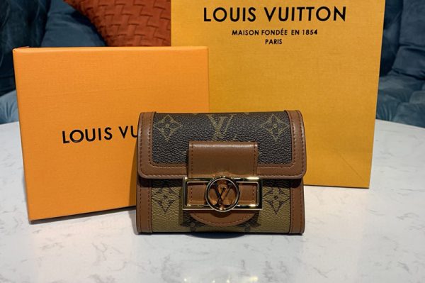 Replica Louis Vuitton M68725 LV Dauphine compact wallet in Monogram and Monogram Reverse coated canvas