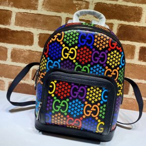 Replica Gucci 601296 Small GG Psychedelic backpack in GG Psychedelic Supreme canvas With Black Leather