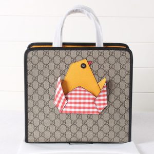 Replica Gucci ‎606192 Children's GG tote bag with chick in Beige/ebony GG Supreme canvas