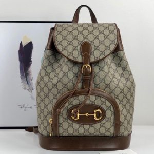 Replica Gucci 620849 Gucci 1955 Horsebit backpack in Beige/ebony GG Supreme canvas