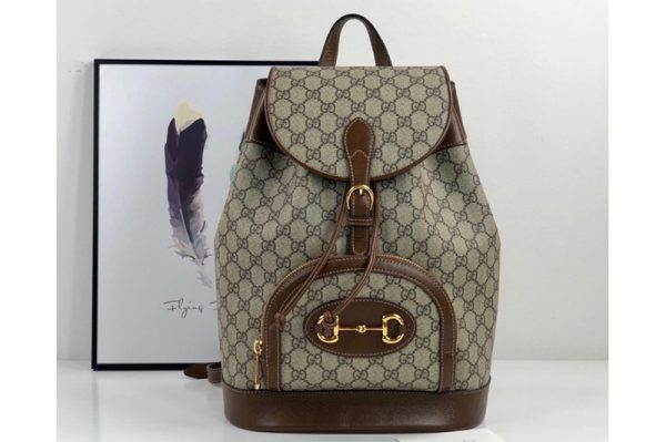 Replica Gucci 620849 Gucci 1955 Horsebit backpack in Beige/ebony GG Supreme canvas