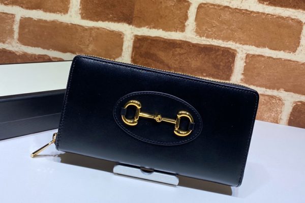 Replica Gucci 621889 Gucci 1955 Horsebit zip around wallet in Black leather