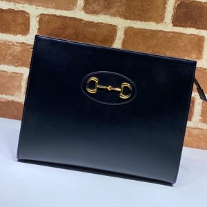 Replica Gucci 621890 Gucci 1955 Horsebit pouch in Black Leather