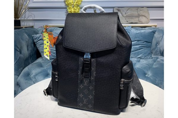 Replica Louis Vuitton M30417 LV Outdoor backpack in Taiga leather with Monogram Eclipse canvas