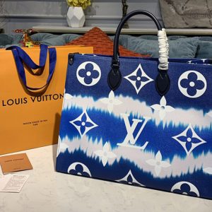 Replica Louis Vuitton M45120 LV Escale Onthego GM tote bag in Blue Monogram canvas