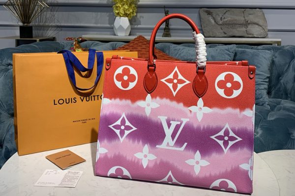 Replica Louis Vuitton M45121 LV Escale Onthego GM tote bag in Red Monogram canvas