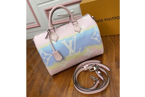 Replica Louis Vuitton M45123 LV Escale Speedy Bandouliere 30 Bag in Pink Monogram Canvas