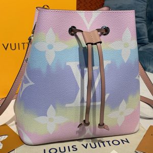 Replica Louis Vuitton M45124 LV Escale NeoNoe MM Bucket Bags in Pastel Monogram Canvas