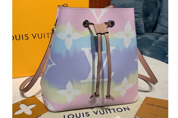 Replica Louis Vuitton M45124 LV Escale NeoNoe MM Bucket Bags in Pastel Monogram Canvas