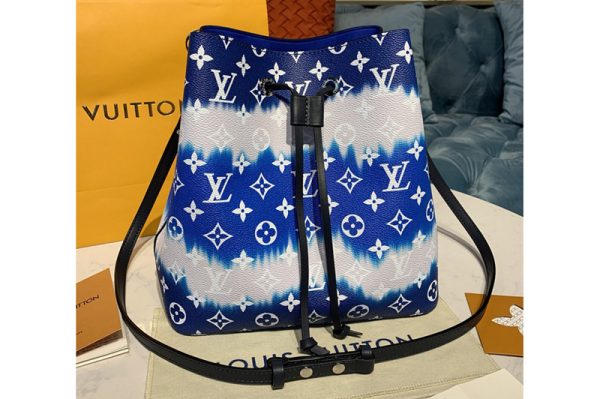 Replica Louis Vuitton M45126 LV Escale NeoNoe MM Bucket Bags in Blue Monogram Canvas