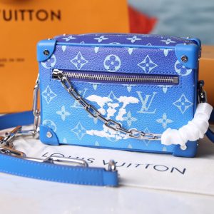 Replica Louis Vuitton M45433 LV Mini Soft Trunk in Blue Monogram Canvas