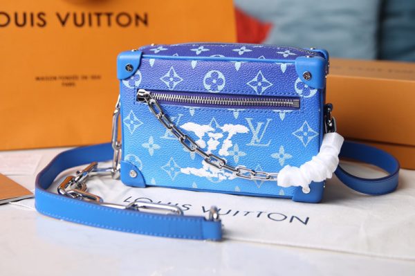 Replica Louis Vuitton M45433 LV Mini Soft Trunk in Blue Monogram Canvas