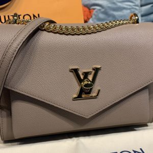 Replica Louis Vuitton M51418 LV Mylockme BB Handbag in Apricot Soft grained calfskin Leather