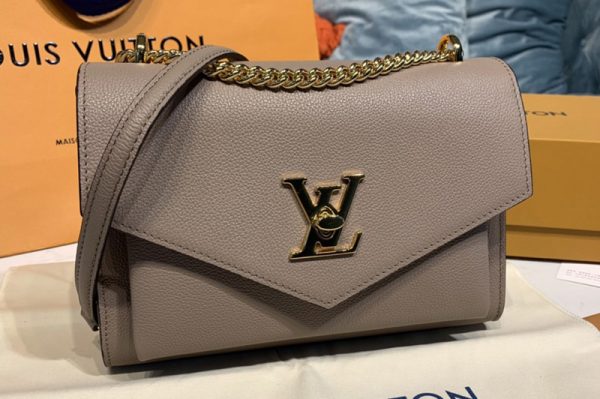 Replica Louis Vuitton M51418 LV Mylockme BB Handbag in Apricot Soft grained calfskin Leather