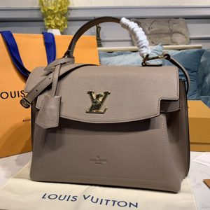 Replica Louis Vuitton M56094 LV Lockme Ever MM bag in Gray Soft grained calfskin Leather