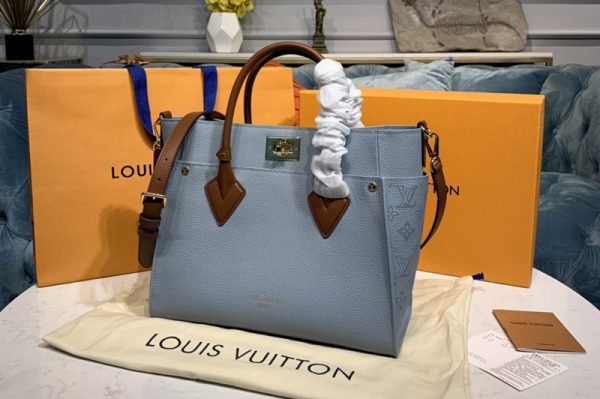 Replica Louis Vuitton M56078 On My Side tote Bag in Blue Monogram pattern calf leather