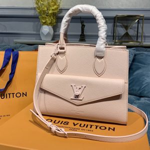 Replica Louis Vuitton M55818 LV Lockme Monochrome Tote PM Bag Pink soft grained calf Leather