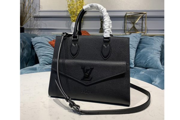 Replica Louis Vuitton M55845 LV Lockme Monochrome Tote PM Bag Black soft grained calf Leather