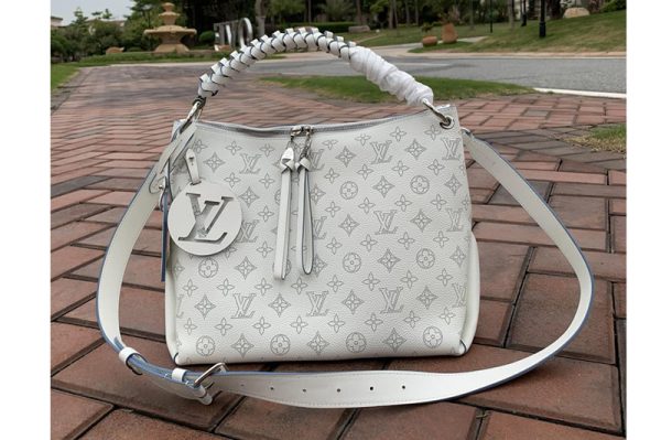 Replica Louis Vuitton M56084 LV Beaubourg Hobo MM bag in White Mahina calf leather