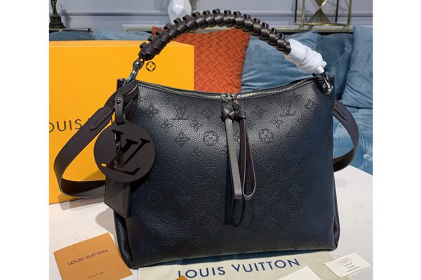 Replica Louis Vuitton M56073 LV Beaubourg Hobo MM bag in Black Mahina calf leather