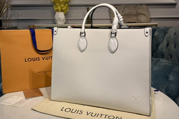 Replica Louis Vuitton M56081 LV Onthego GM tote bag in White Epi Leather