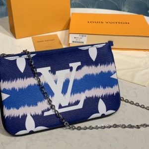 Replica Louis Vuitton M69124 LV Escale Pochette Double Zip Bag in Blue Monogram Canvas