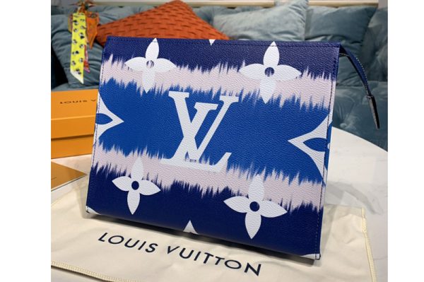 Replica Louis Vuitton M69136 LV Escale Poche Toilette 26 Bag in Blue Monogram Canvas