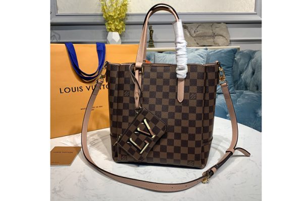 Replica Louis Vuitton N60297 LV Belmont PM Bag in Damier Ebene canvas With Pink Leather