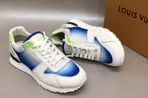 Replica Louis Vuitton 1A5ZX4 LV Run Away sneaker in White/Blue calf leather