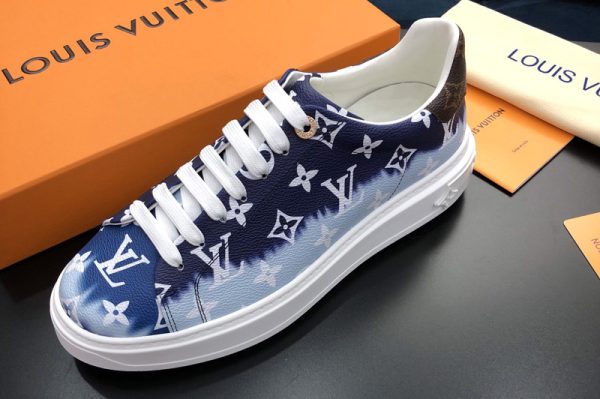 Replica Louis Vuitton 1A7UMD LV Escale Time Out sneaker in Blue Patent Monogram canvas