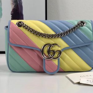 Replica Gucci 443497 GG Marmont small shoulder bag in Multicolored pastel diagonal matelasse leather