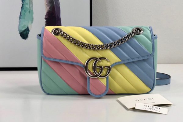 Replica Gucci 443497 GG Marmont small shoulder bag in Multicolored pastel diagonal matelasse leather