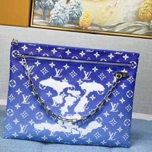 Replica Louis Vuitton M44484 Pochette A4 Bags in Blue Monogram Canvas